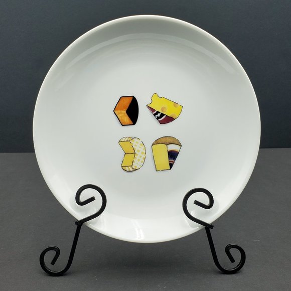 Boston Warehouse Wine & Cheese Appetizer Plates Nancy Green Dessert Snack Plates - Picture 5 of 7